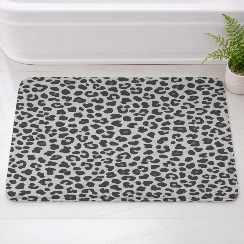Tapis de bain à motif Boyd, L 24 po x L 17 po, Gris moyen / noir