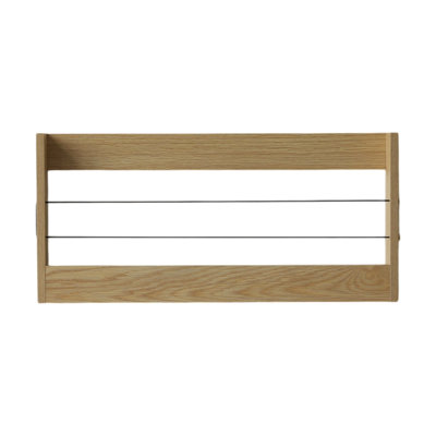  Wall-Mounted Magazine Rack with Elastic Cords, White Oak, 24.8 in