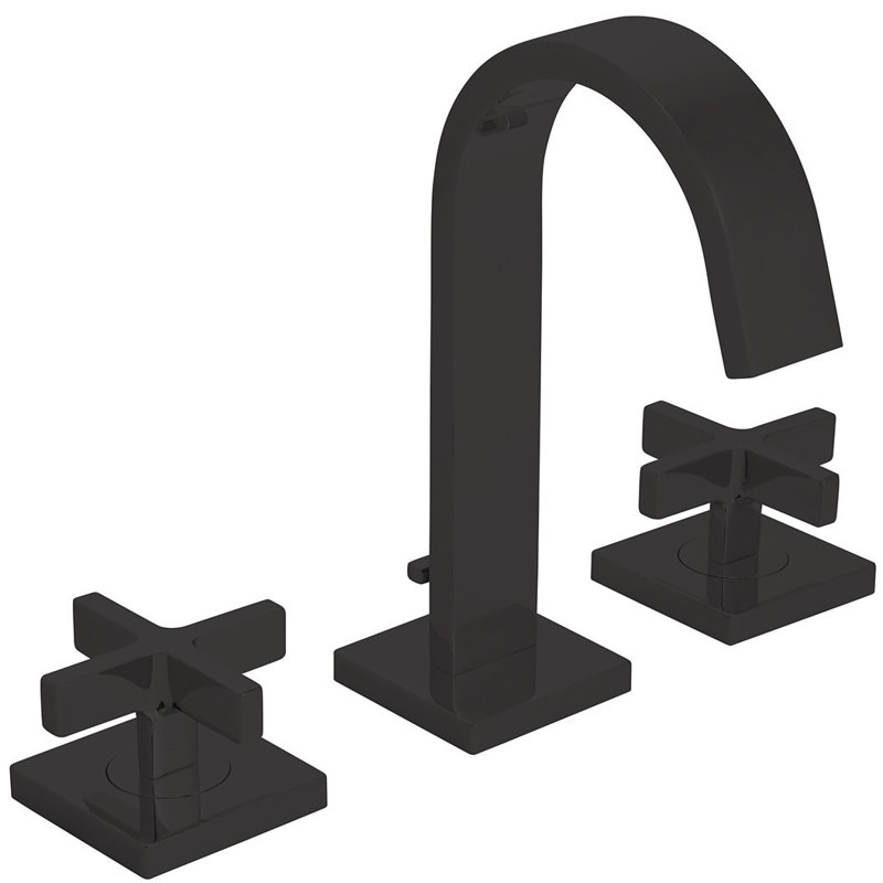 Robinet de salle de bain espacé avec ensemble de bonde Lura, Noir mat