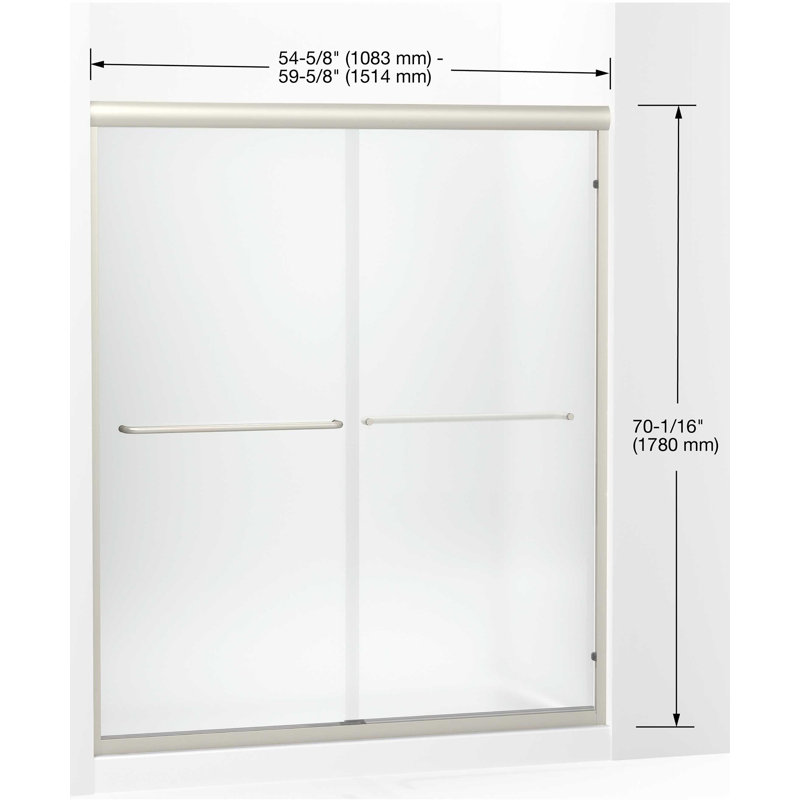 Finesse 54.62" W x 70.06" H Double Sliding Frameless Shower Door with Clean Coat Technology