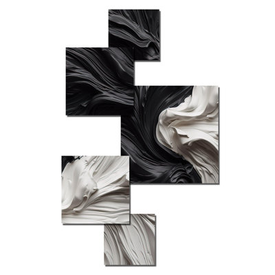 Décoration murale géométrique moderne noir et blanc marbré Dreamscape V