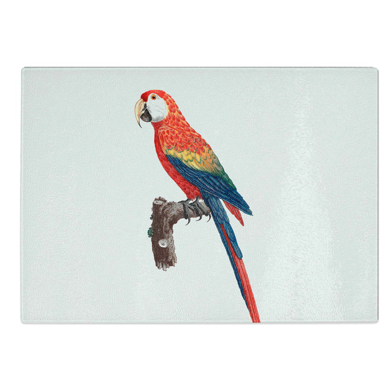 Tempered Glass Ara Canga Parrot Chopping Board, 39 cm W x 28.5 cm L