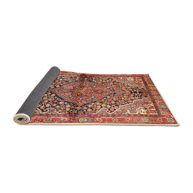 Tapis oriental rouge / noir / beige, Rond 8 pi