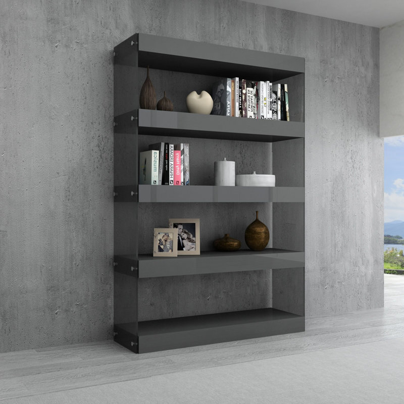 Thane Bookcase, Gray High Gloss
