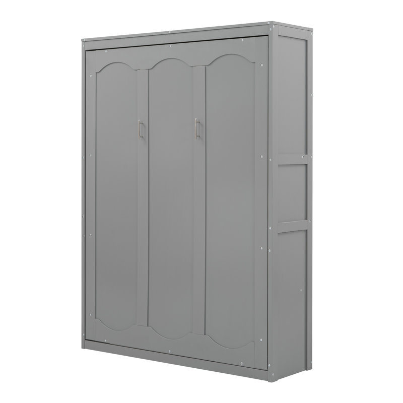 Lit escamotable mural avec tablettes Murphy, Double, Gris