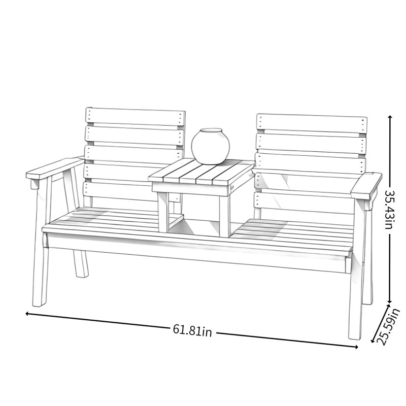 Banc d'extérieur en bois massif Modern Modern, Brun