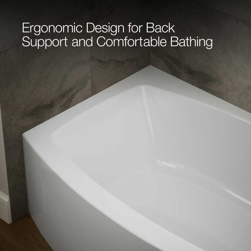 Expanse 60" x 38" Curved Integral Apron Bathtub, Right-Hand Side, White