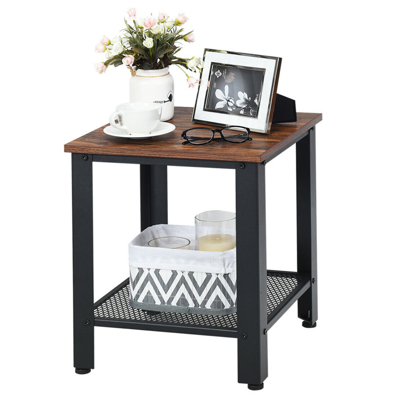 End Table Set, Light Brown, Black