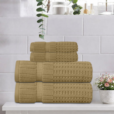 Willow 4 Pieces Towel Set – 100% Combed Cotton, Premium Quality 630 GSM, Linen, Ultra-Soft & Highly Absorbent (2 Bath, 2 Hand Towels set)
