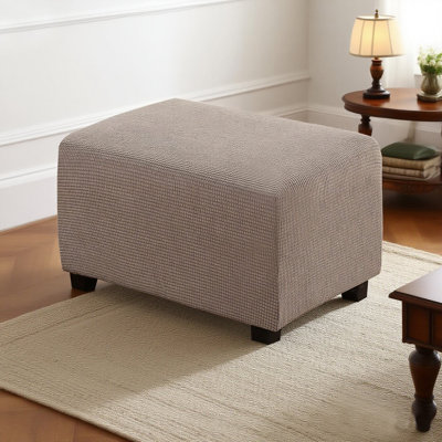 Stretch Slipcovers Machine Washable Small Checks Jacquard Ottoman Covers  Removable Washable with Elastic Bottom Footstool Protector