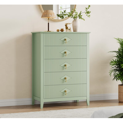 George Oliver Fluted Dresser for Bedroom 42.9" Tall, 5-Drawer, Modern Chest of Drawers, Storage Organizer Cabinet