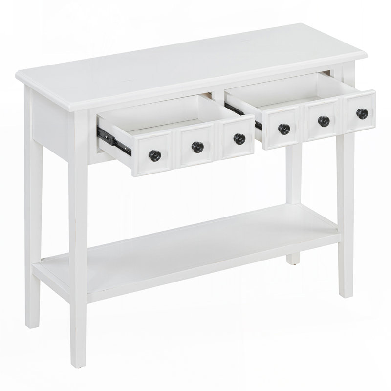 Calila 38.2'' Console Table Entryway Table with 2 Drawers for Entryways, Living Rooms, and Hallways, White