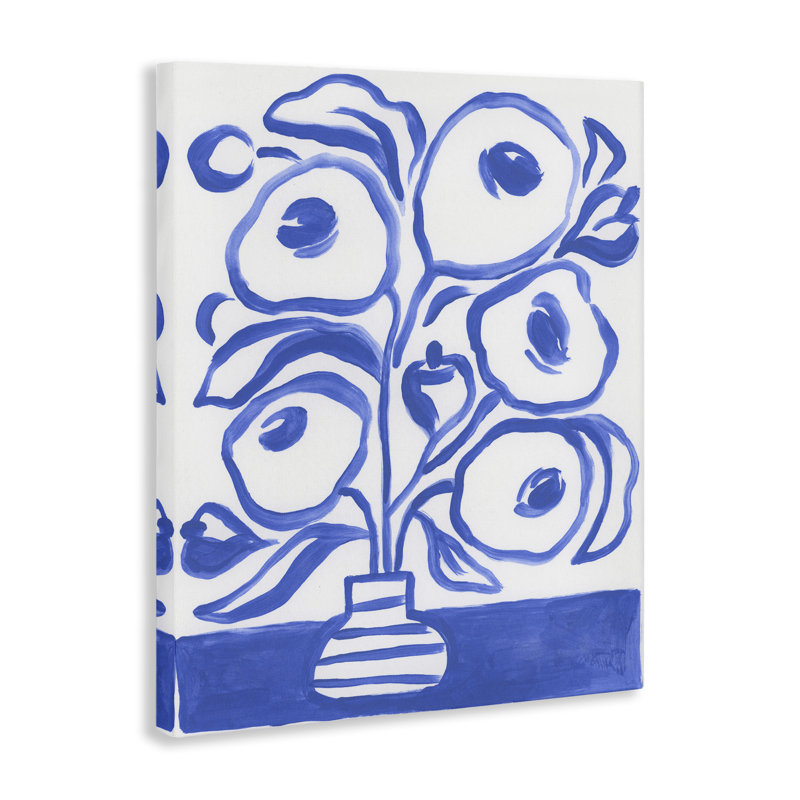 Art mural moderne sur toile, "Modern Blue Vase" par June Erica Vess, H 40 po x l 30 po
