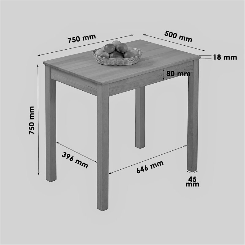 Juliana solid wood dining table, Heart Oak, H75 x L75 x W50cm