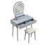 Petit bureau de coiffeuse avec tabouret rembourré avec miroir et lumières 3 couleurs d'éclairage réglables -267989163