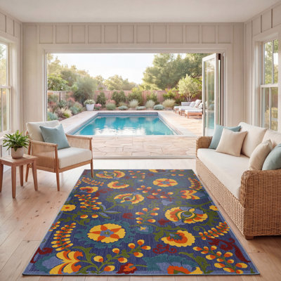 Tapis intérieur / extérieur à motif floral Isalia