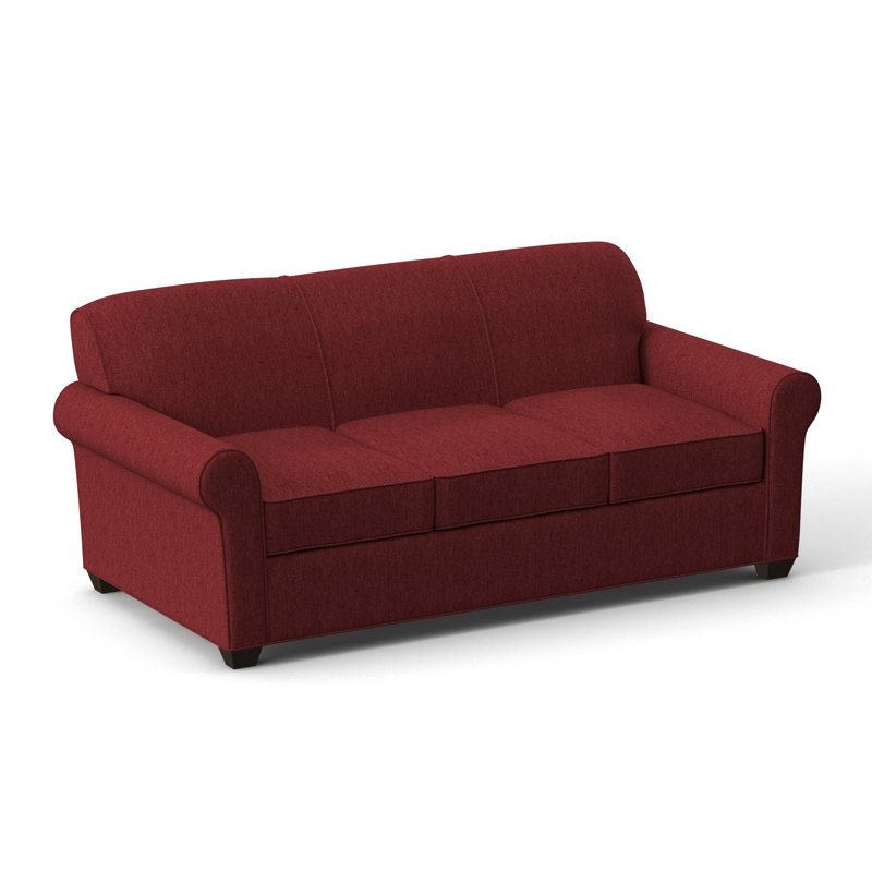 Finn 83" Rolled Arm Sofa Bed with Reversible Cushions, Cafelle, Dorset Cherry, Innerspring