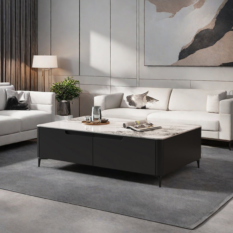 Table basse Modern, Noir, H 16,5 po x L 55,1 po x l 27,6 po