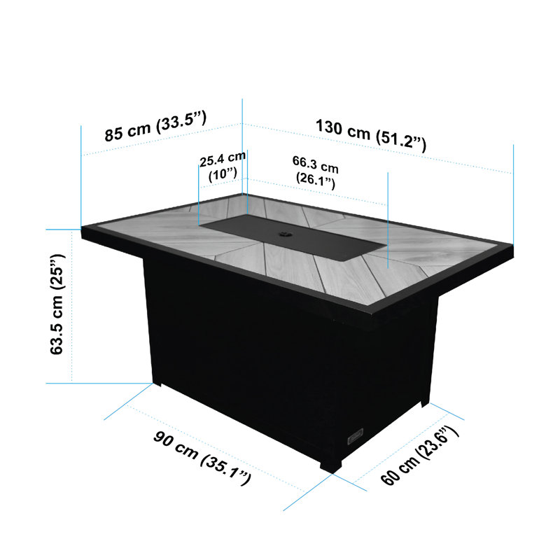 Table de foyer au propane / gaz naturel en aluminium Sunbeam, Gris / Noir