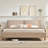 Willma Luxury Beige Upholstered Platform Bed With Quilted Pillow-Style Headboard-1792841705