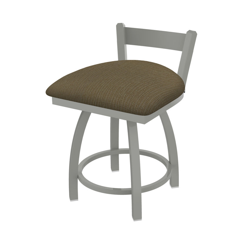 Tabouret de coiffeuse en métal Catalina, Nickel anodisé, Tissu liège graphique