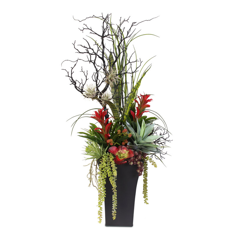 46'' Faux Succulent in Metal Planter
