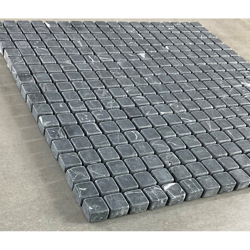 0.625" x 0.625" Natural Stone Grid Mosaic Wall & Floor Tile, Slate Gray