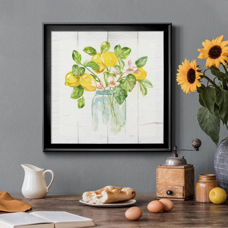 Lemon Branches II - peinture sur toile encadrée, Noir, H 34,5 po x l 34,5 po x P 1,5 po