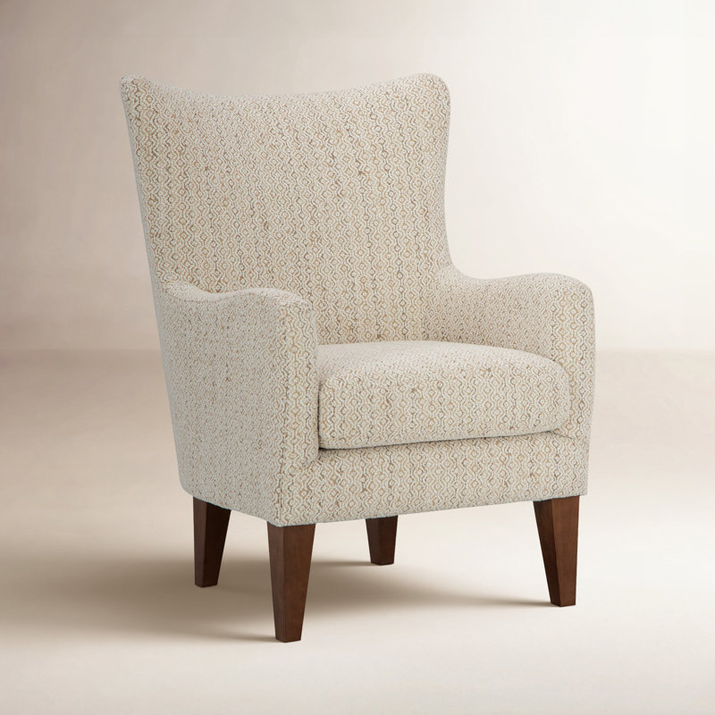 Estado Upholstered Armchair, Honey Birch, Tusk Beige Performance