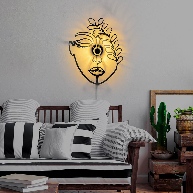 Stylish Black Metal Wall Lamp, 24.4 x 18.9 x 3.5 Inches | 100% Metal Construction, 40W | 6.6 ft Cable, On/Off Switch | IP20 Rated, Versatile Connection Options | Perfect for Home Decor & Modern Spaces