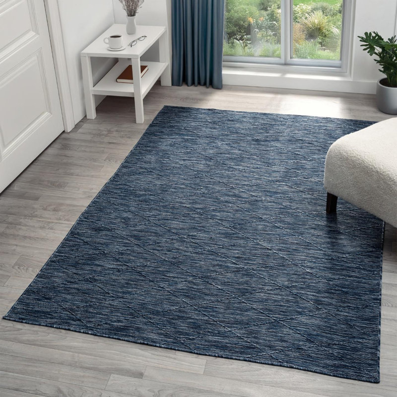 Modern Outdoor Geometric Area Rug, Non-Slip Washable Carpet, Rectangle 6' x 9'