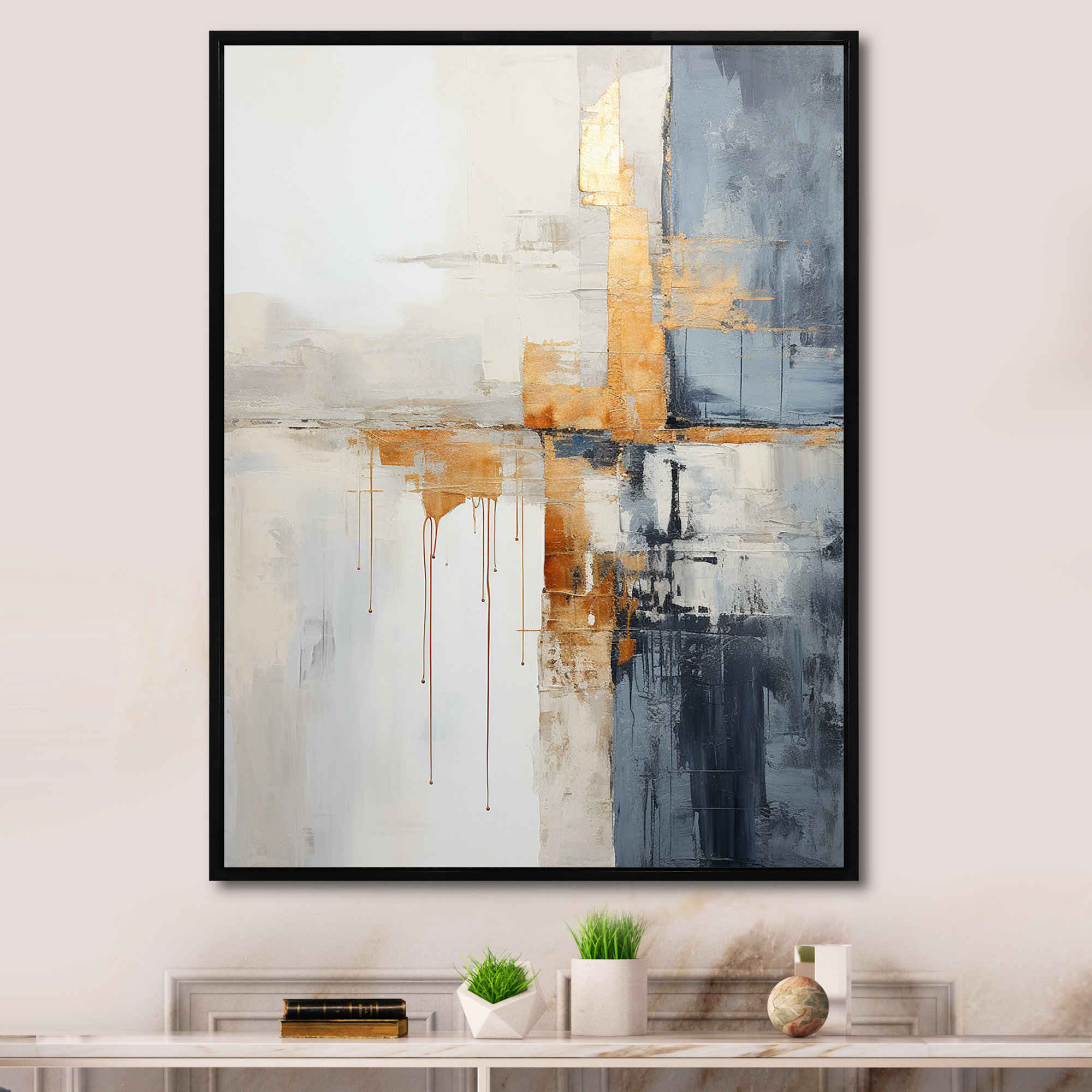 Mercer41 Abstract Beige Gold Road Collage III On Canvas Print | Wayfair