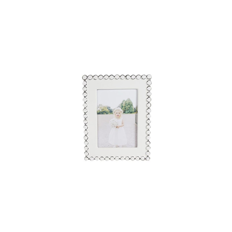 Roakes White Ceramic Beaded Picture Frame