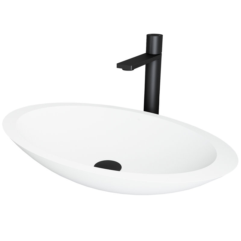 Lavabo de salle de bain vasque ovale en céramique blanc avec robinet Wisteria