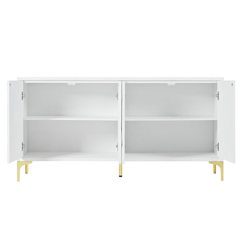 Buffet 60 po avec poignées 60 po, Blanc