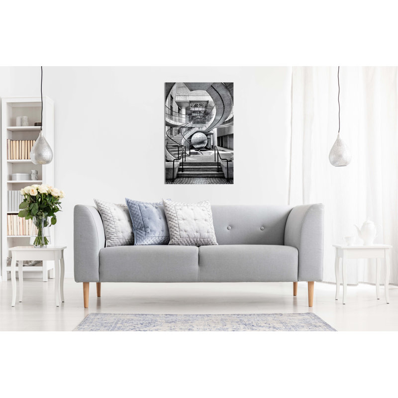 Architectural Sphere & Stairway - Wrapped Canvas Print, 31cm H x 20cm W