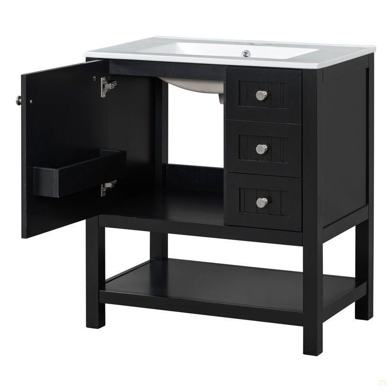 Armoire de meuble-lavabo de style transitionnel 30 po avec lavabo en céramique