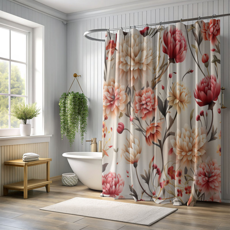 Rideau de douche Carnation Bouquet - Premium, H 74 po x l 71 po