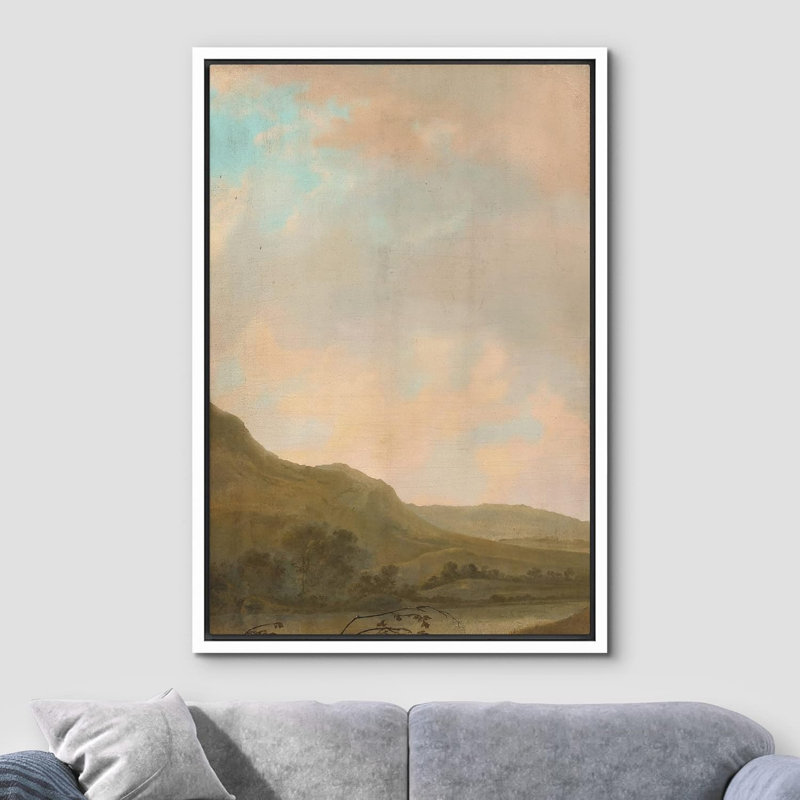 Nuage pastel coucher de soleil vert vibrant montagne nature paysage Art moderne décor minimaliste rustique, H 24 po x l 16 po