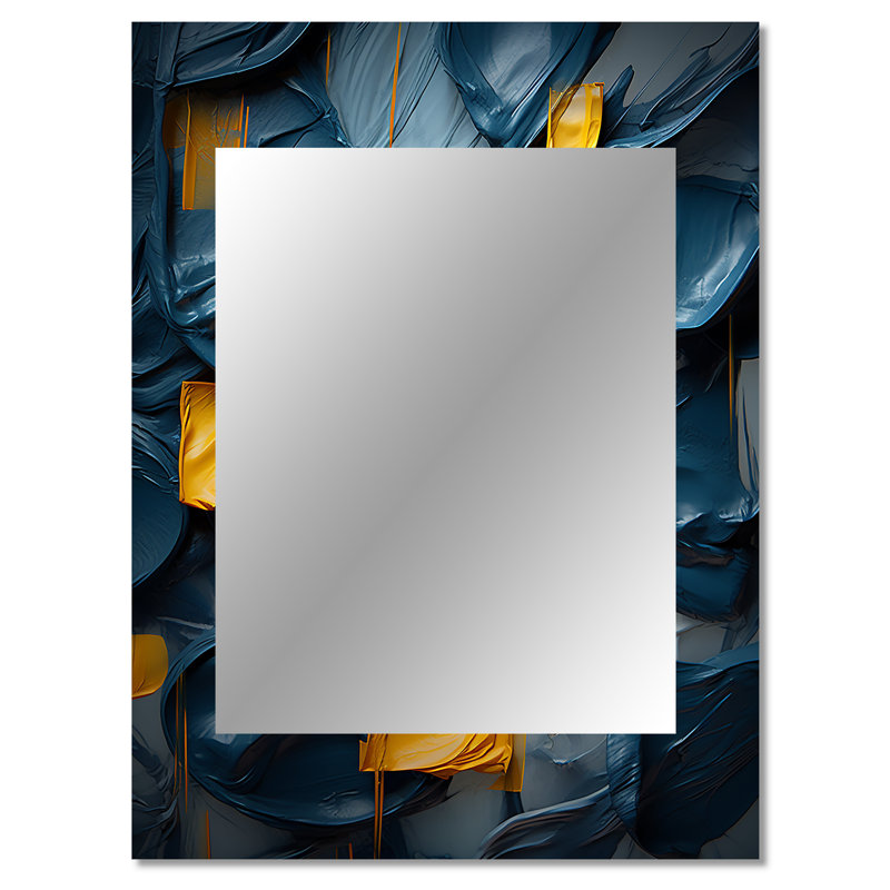 Printemps Bliss abstrait turquoise et jaune I - peinture abstraite, miroir mural moderne unique, impression sur métal
