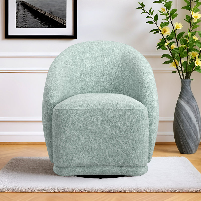 Fauteuil d'appoint pivotant en velours Brunna, Bleu