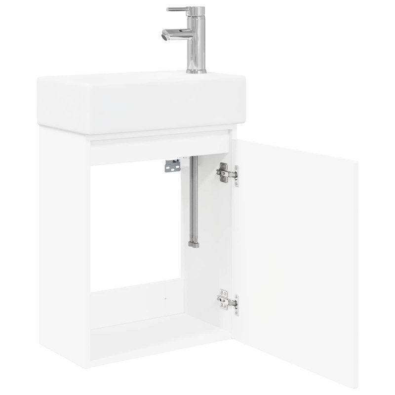 Single Bathroom Vanity with Ceramic Basin, White