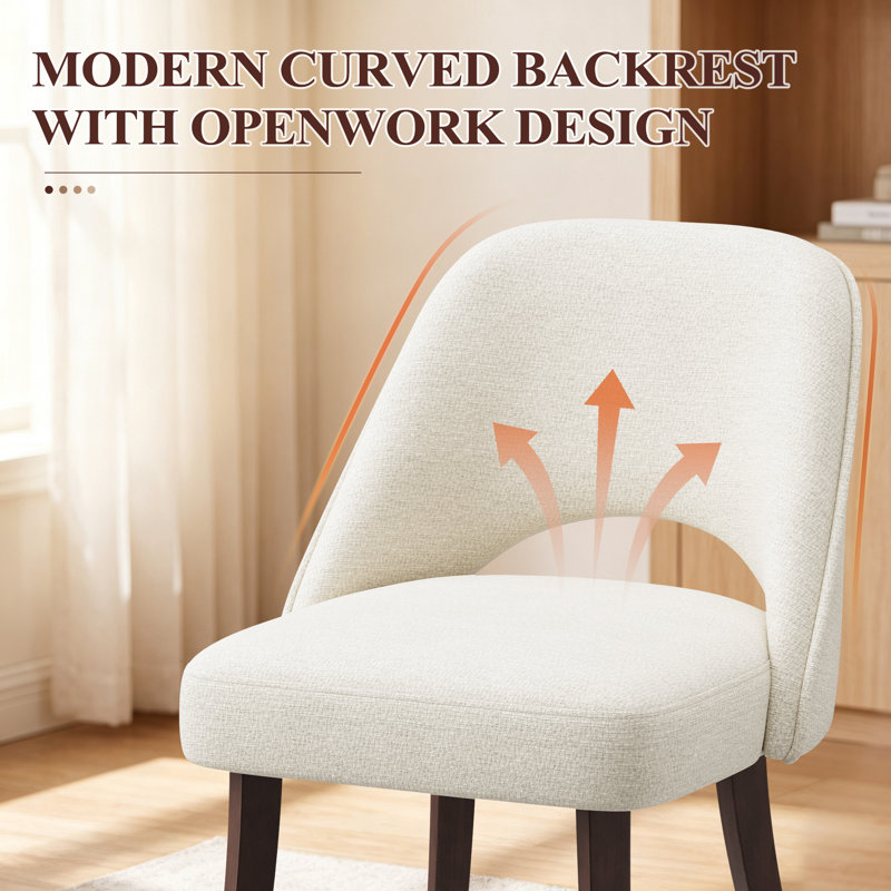 49cm H Fabric Upholstered Side Chair in Light Brown, Beige
