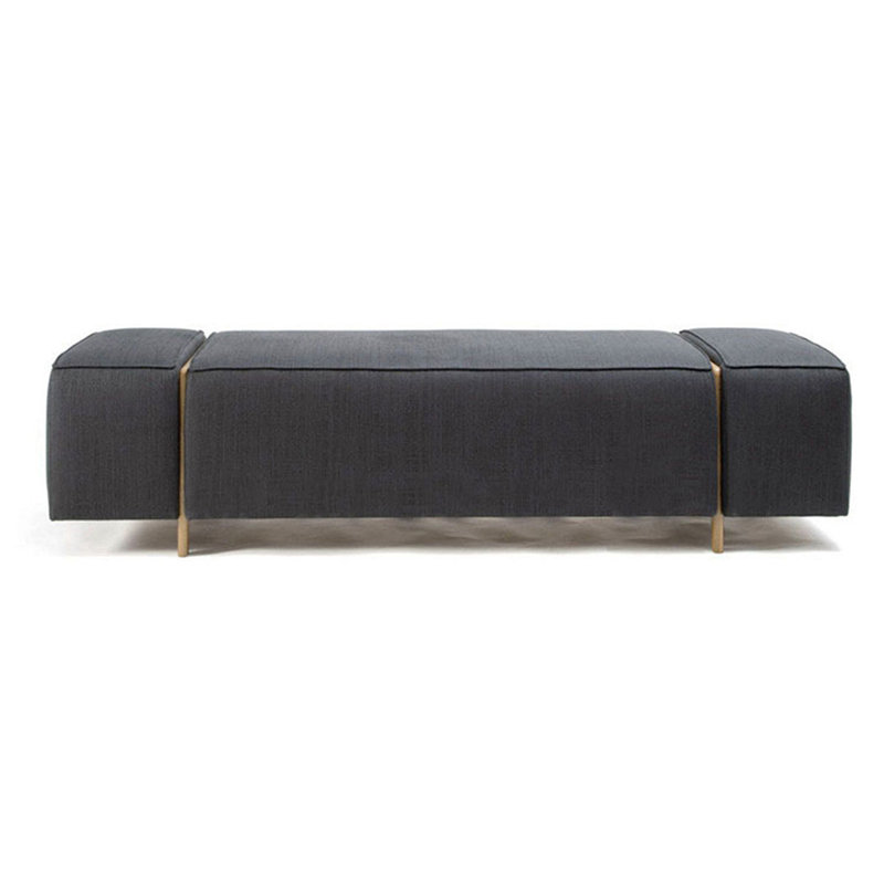 Banc rembourré gris, H 16,54 po x l 59,06 po x P 17,72 po