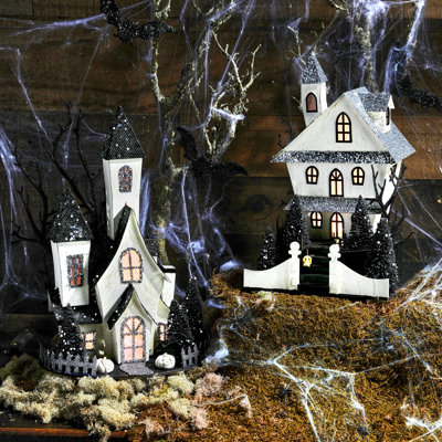 12.5-13.5" LED Battery Operated Timer Cardboard Haunted House