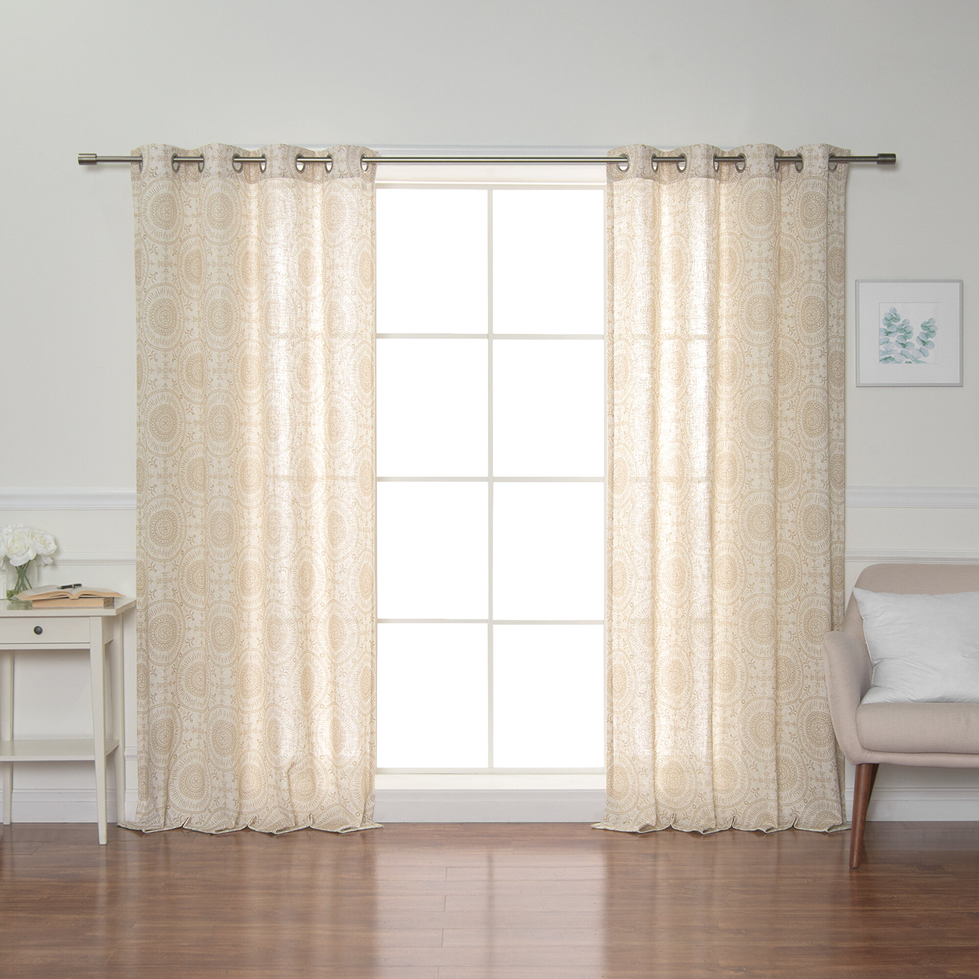 Red Co. Semi Sheer Embroidered Soft Decorative Curtains with