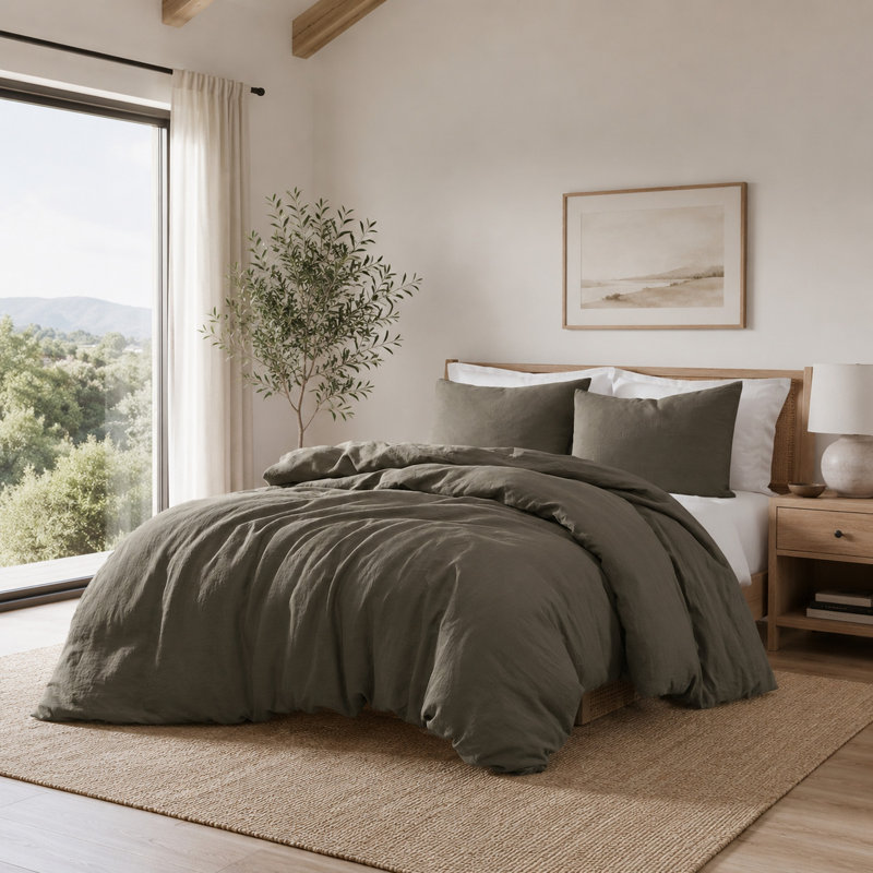 Ensemble de housse de couette et insert 4 pièces en microfibre, Grand, Gris anthracite