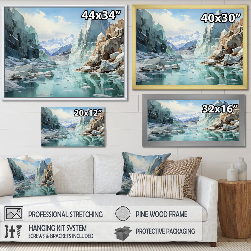 Berkleigh Glacier Glacial Symphony II - impression, H 30 po x l 40 po x P 1,5 po, Cadre naturel flottant