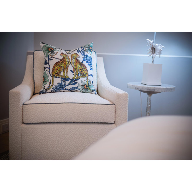 Ardmore 'Lovebird Leopards' Silk Pillow, Tanzanite
