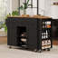 Îlot de cuisine avec table de salle à manger extensible, table de rangement de cuisine avec 3 tablettes ouvertes latérales, îlot de cuisine roulant avec prise de courant, 3 tiroirs, 2 portes, pour la cuisine, la salle à manger-1935968493
